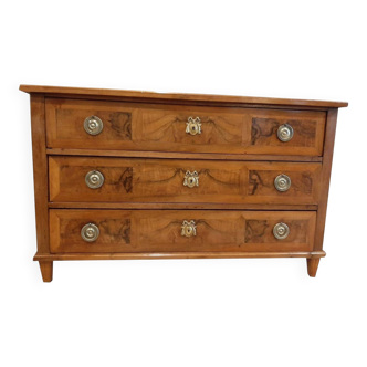 Louis XVI style chest of drawers in burr walnut and cherry wood - Late 18th century