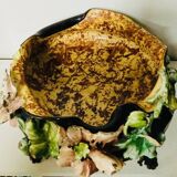 Cache pot, Napoleon III jardinière from the 19th century in barbotine and bronze.