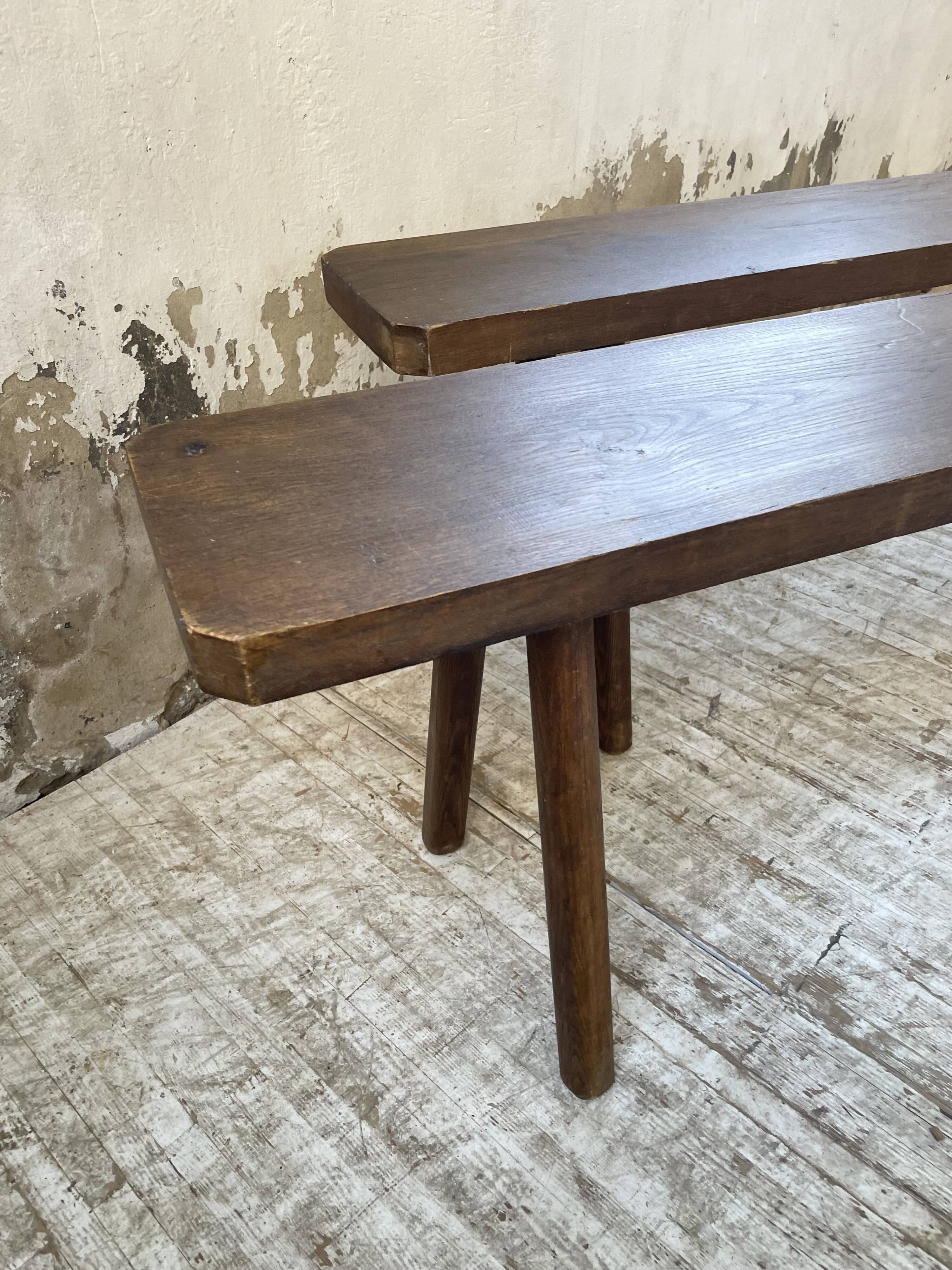 Pair of 3m solid oak farmhouse benches