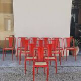 Series of 12 Tolix bistro chairs by Xavier Pauchard model T4 - 1950s
