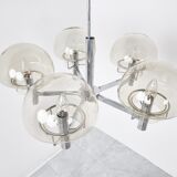 Lustre italien vintage en verre et chrome, années 1970
