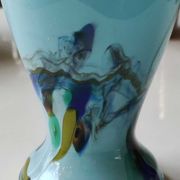 Murano vase in blown Art glass, marbling inclusions, scrolls. High 20 cm