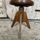 Vintage Red Leather Cushion Wooden Tripod Piano Stool