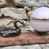 Old marble swan lamp