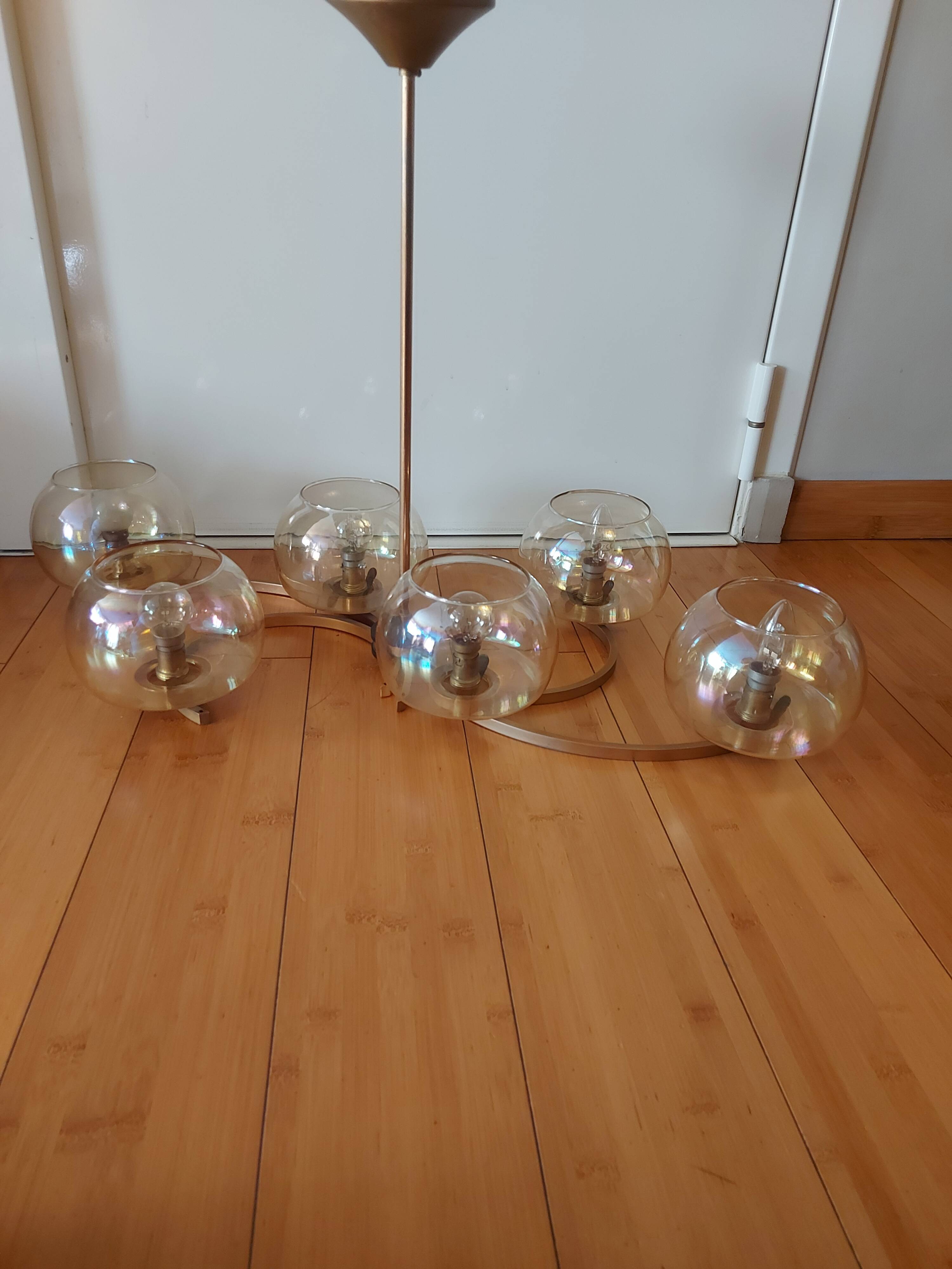 Lustre en laiton doré années 50'S