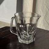 Large glass water jug with handle, hexagonal base, H15 D20.