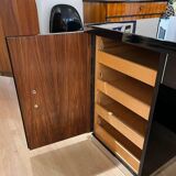 Art Deco Desk in Black Lacquer, Walnut & Metal, France, 1930s-1940s
