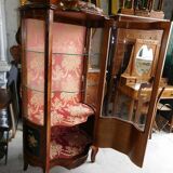 Asian decor rosewood marquetry showcase