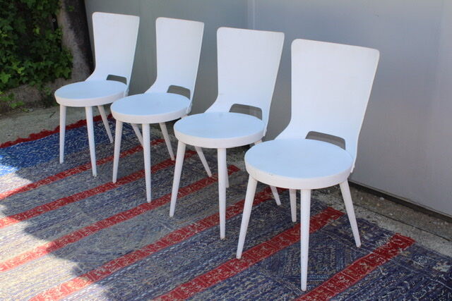 Série de 4 chaises bois blanches