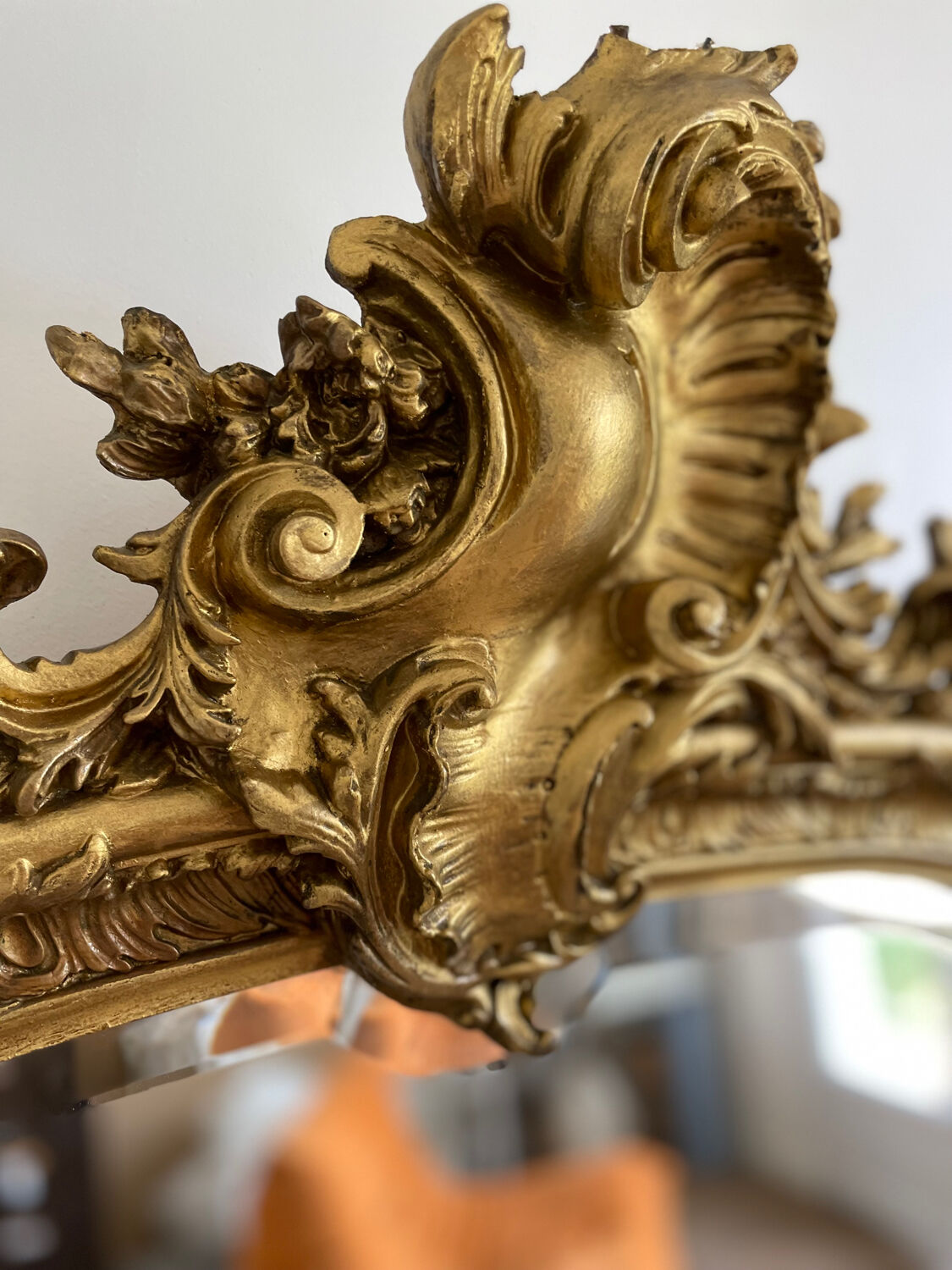 Large old Louis-Philippe shell mirror 165x97 cm