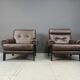 Pair of leather armchairs made in Denmark, 1960s