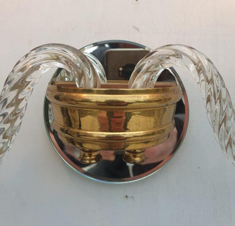 Applique 2 bras verre Murano vintage 1950