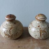 Salt and pepper shaker in Puisaye stoneware by Jean Pierre Prud'homme
