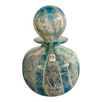 Decorative blown glass bottle Mdina Glass