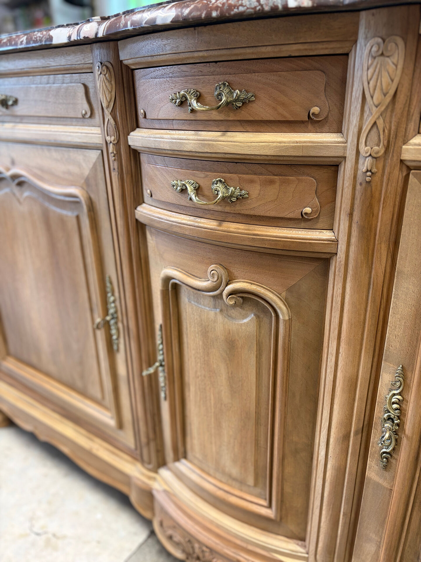 Curved walnut sideboard