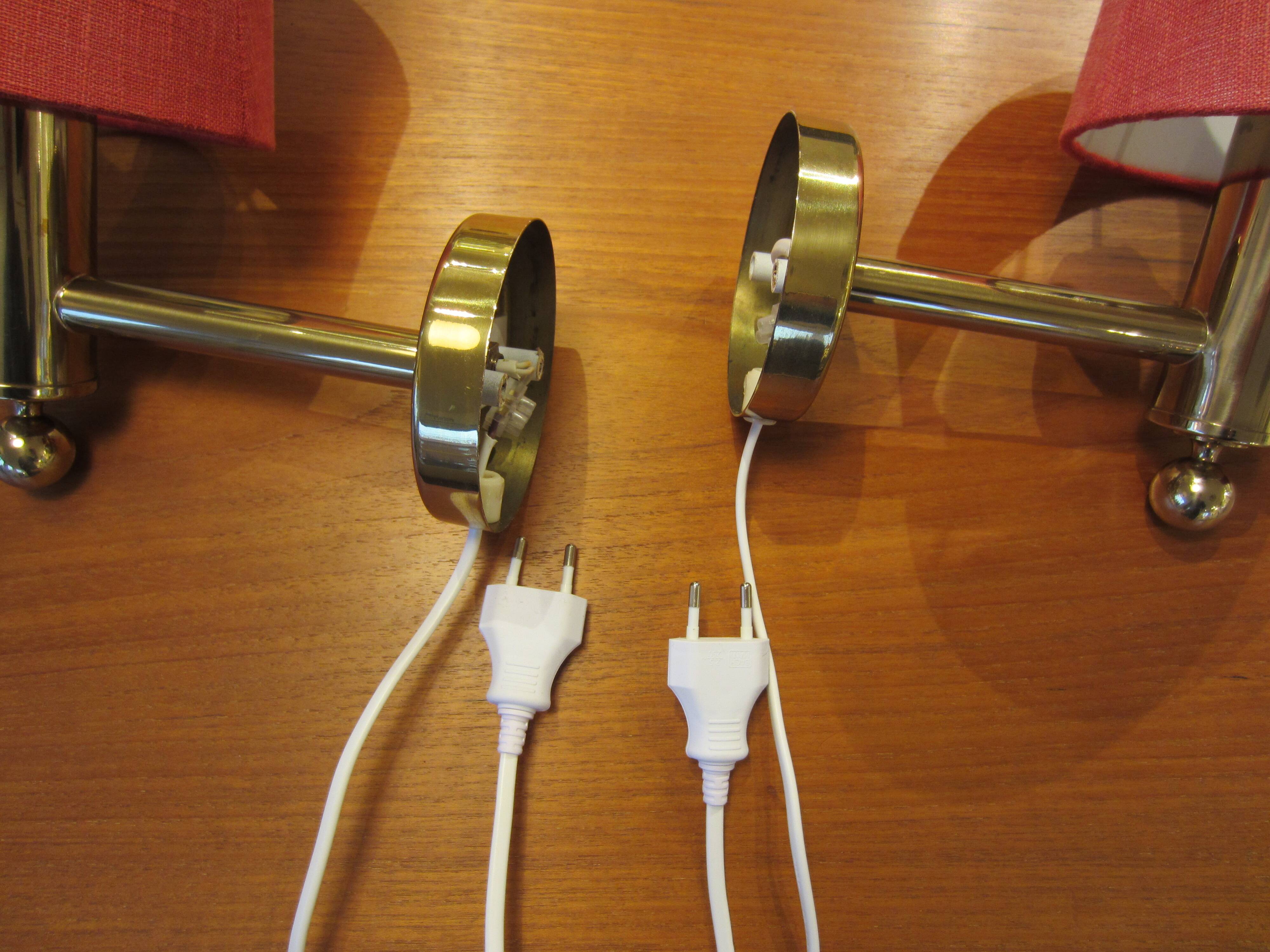 Pair of golden Scandinavian wall lights by Bergboms