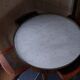 Mahogany hot water bottle table with marble top