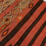 Turkish Red & Brown Striped Vintage Kilim Rug, 87x127Cm