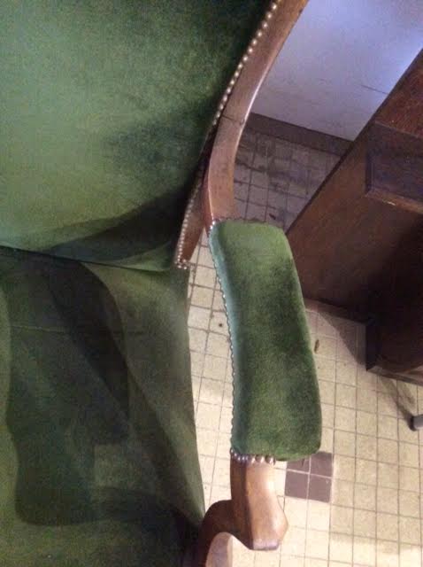 Voltaire with green velvet seat