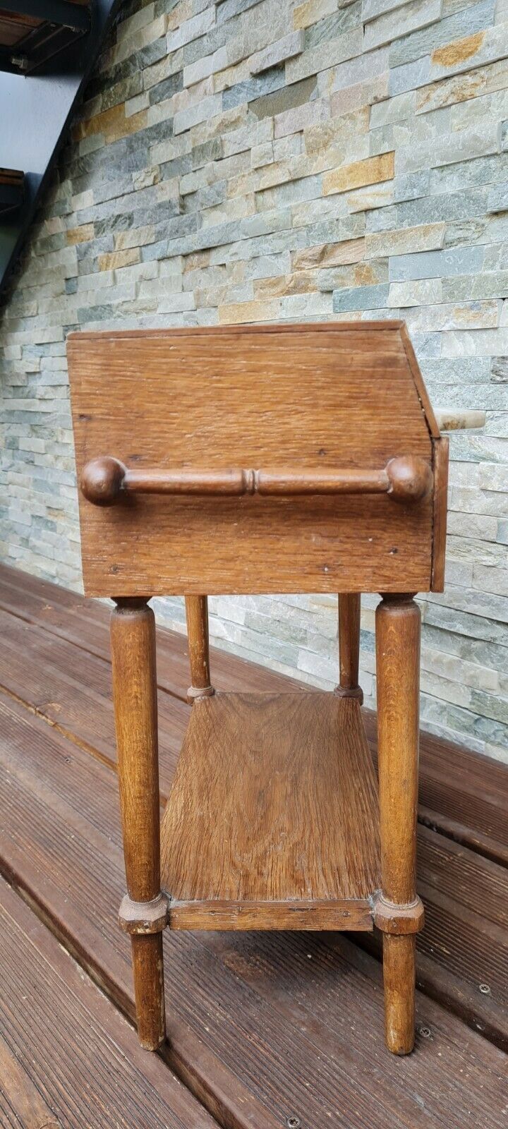 Old wooden children's toilet table and marble top