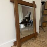 Miroir en chêne brutaliste 74 x 91cm