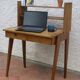 Bureau vintage pieds compas bois massif étagères