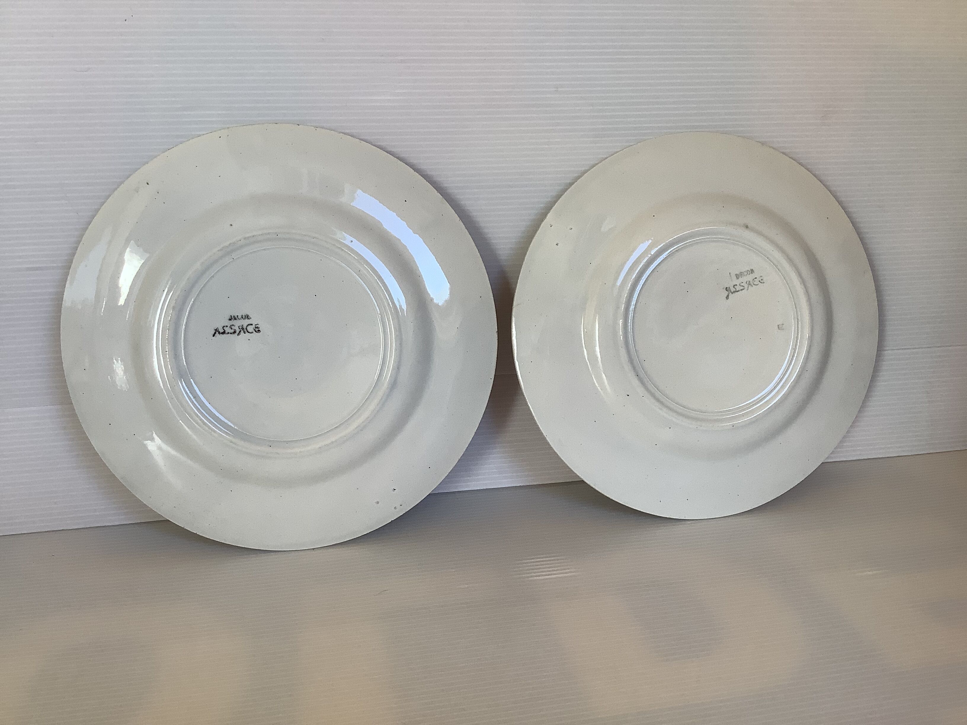 4 old earthenware plates decorated Alsace