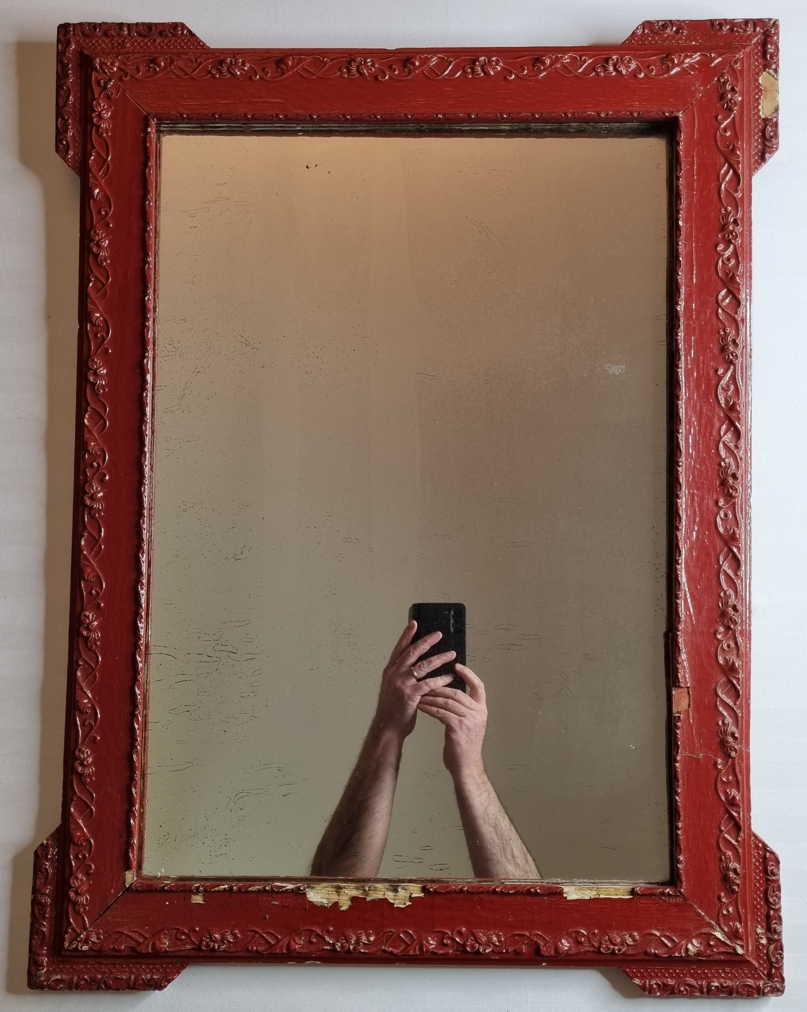 Louis XVI style mirror, repainted, vintage, 75 cm