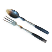 Couverts à salade en corne et métal argenté de style Louis XVI