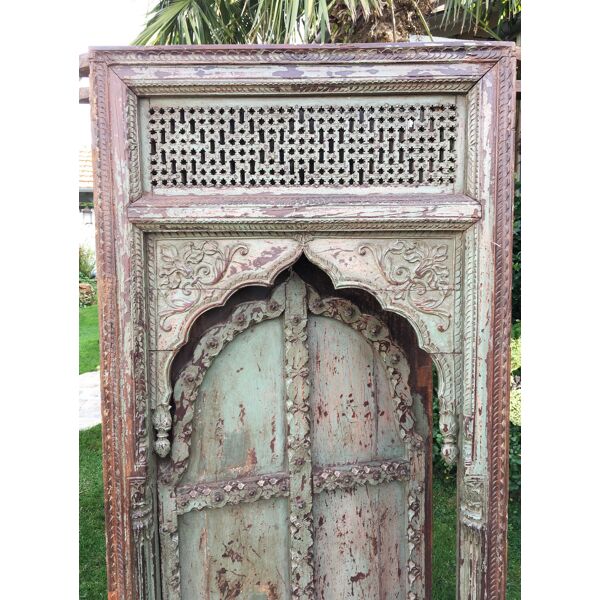 Porte orientale marocaine ancienne en bois à décor de moucharabieh | Selency