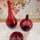 Lot of 3 vintage vases in burgundy red glass 3 sizes