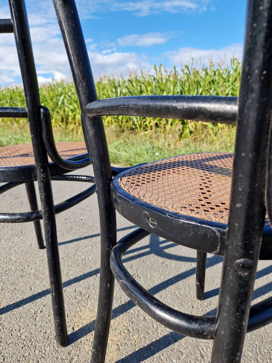 Set of 2 cane bistro chairs