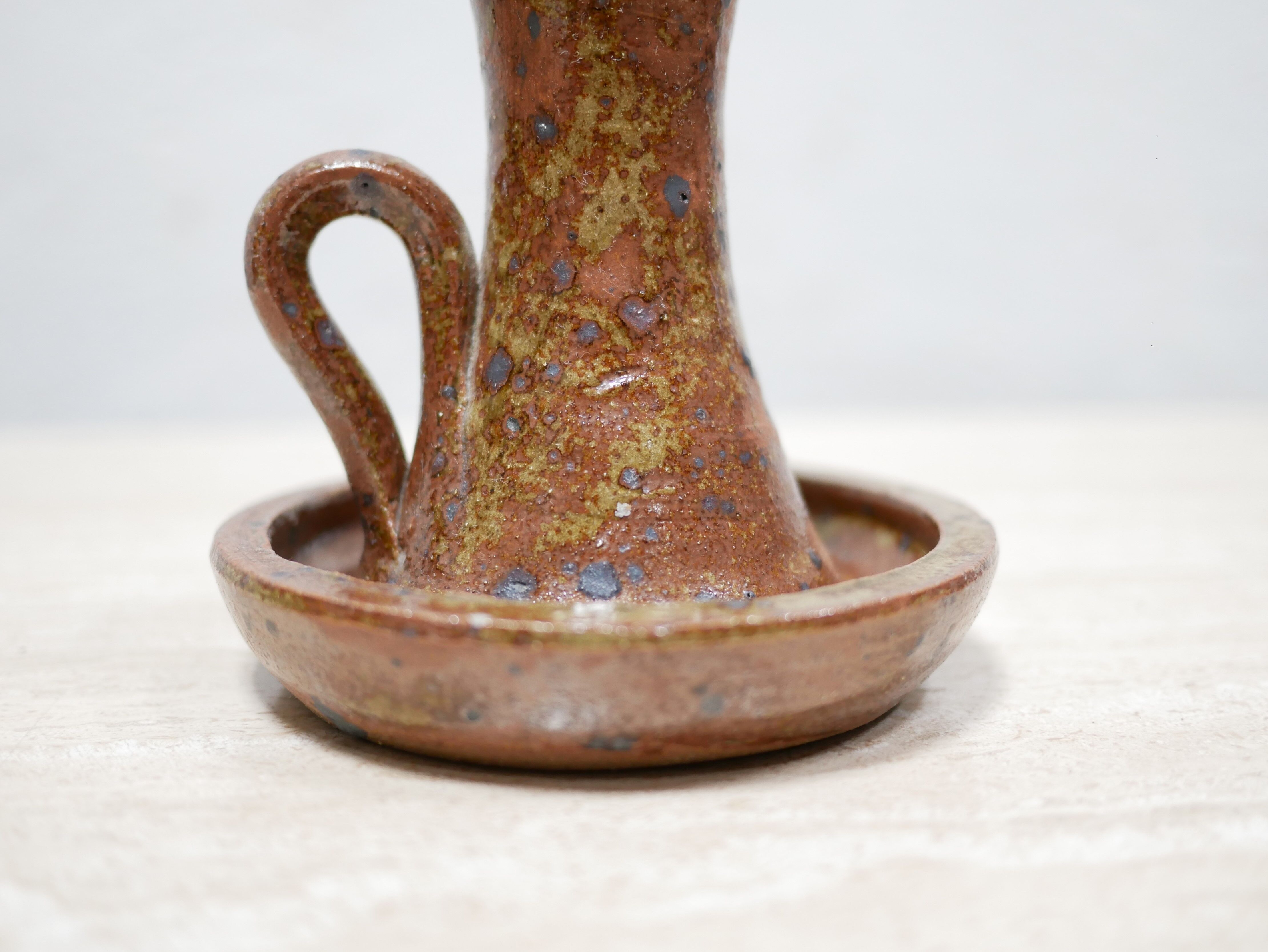 Vintage candle holder in pyrite stoneware