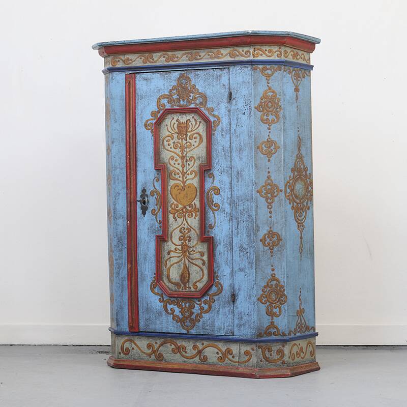 Rustic Farmhouse Folk Art Painted Bridal Cabinet