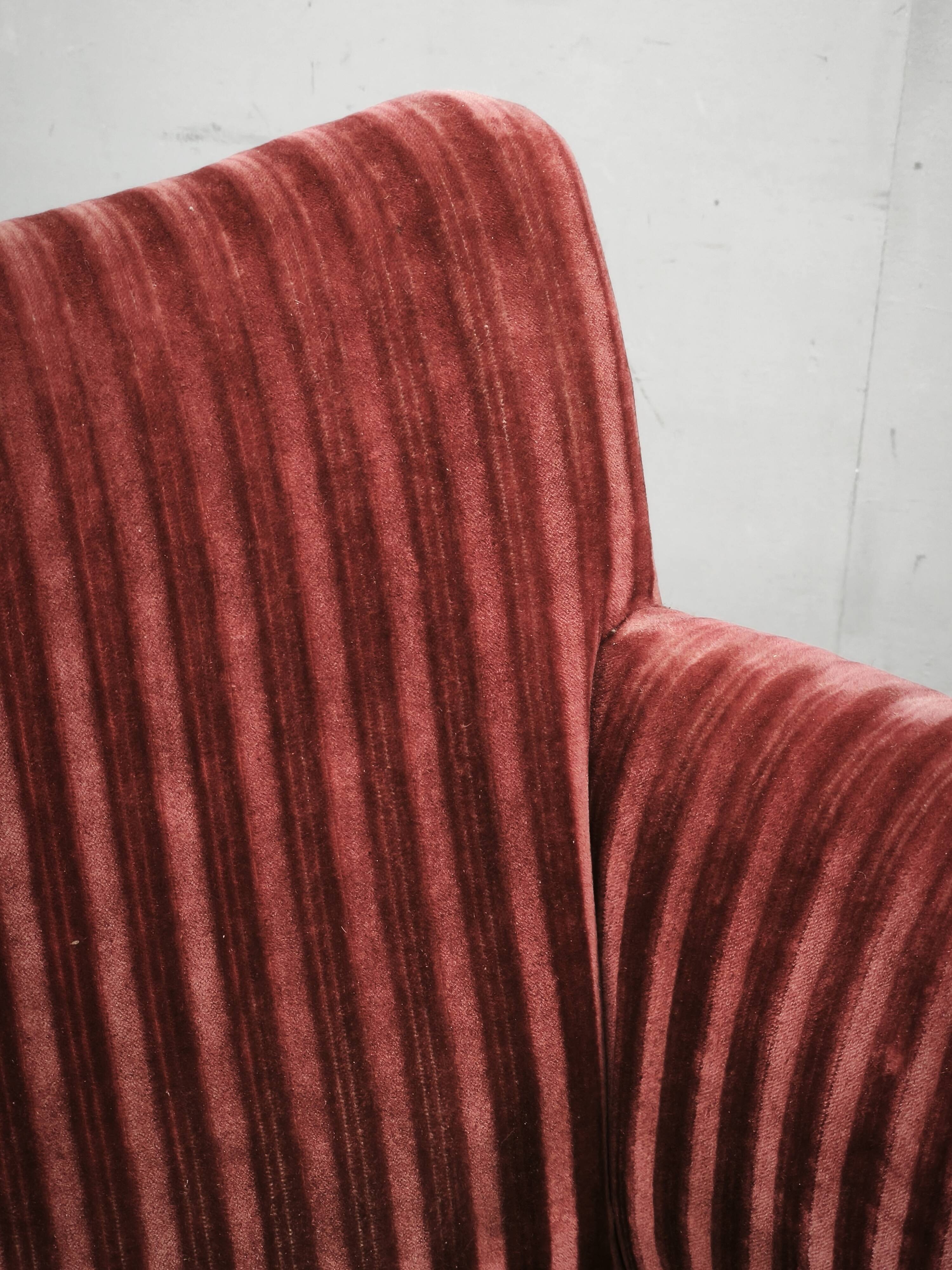 1950s Danish Modern Sculptural Velvet Lounge Armchair