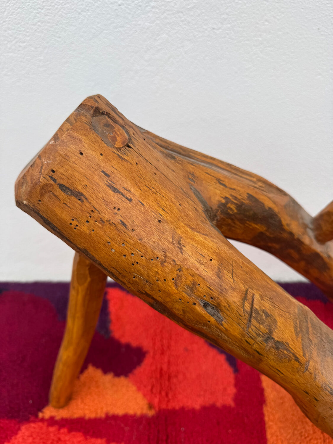 Brutalist style wooden magazine rack from the 1960s