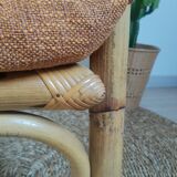 Vintage rattan and braided rope armchair