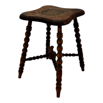 Antique oak bubble leg plantstand, 1920s