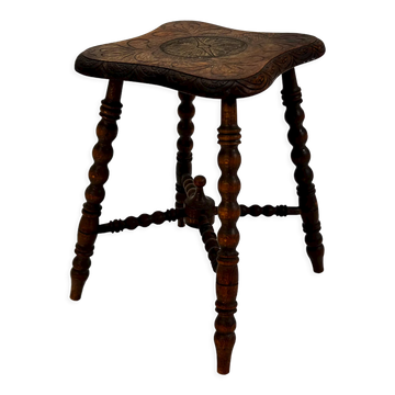 Antique oak bubble leg plantstand, 1920s