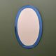 Rare pair of Italian blue oval mirrors, attributed to Cristal Arte, 1970s