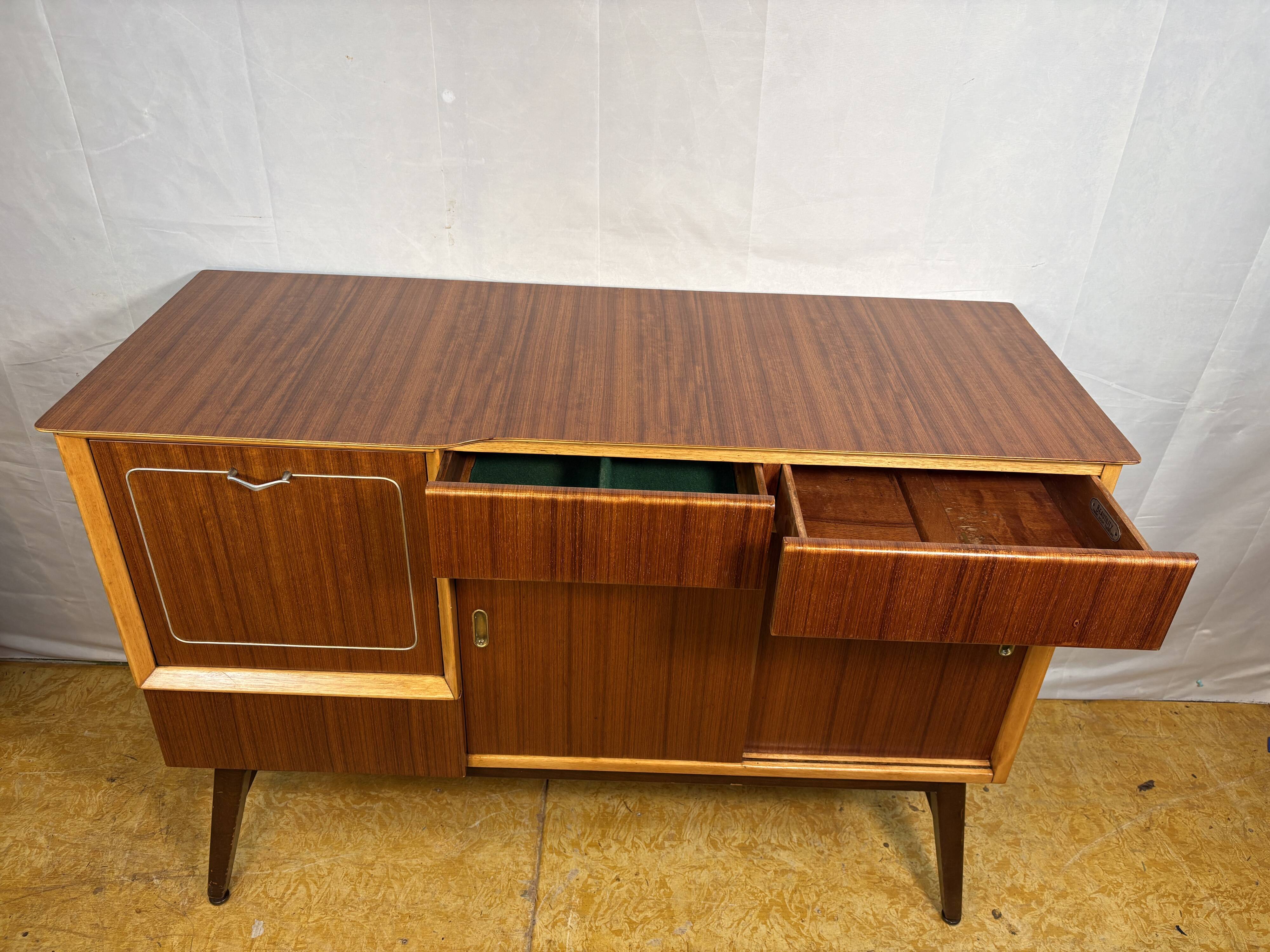 Mid-Century Retro Vintage Teak Cocktail Credenza / Sideboard by Beautility