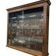 Vintage shallow wall display cabinet in wood / shelf