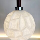 Lampe à suspension vintage, vermoedelijk Peill & Putzler, verre opalin avec relief