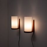 Pair of teak & acrylic sconces by Luxus, Sweden