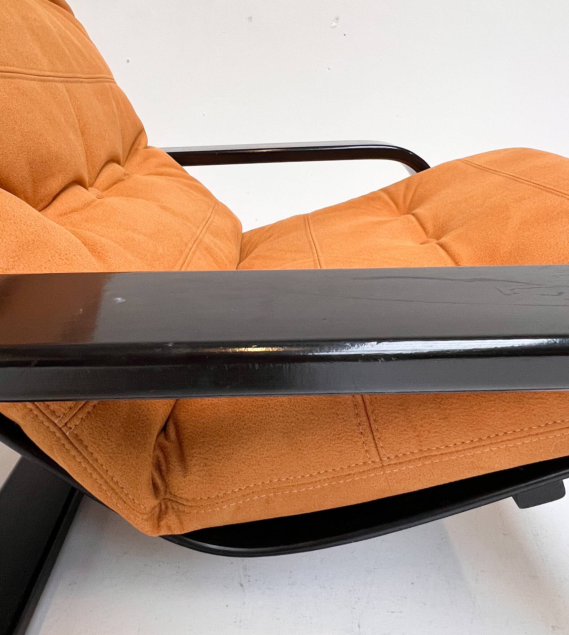 Reupholstered cognac coloured lounge chair, 1960s