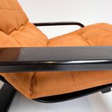 Reupholstered cognac coloured lounge chair, 1960s