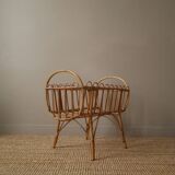 Wicker rattan cradle vintage Scandinavian design retro old toy doll bed