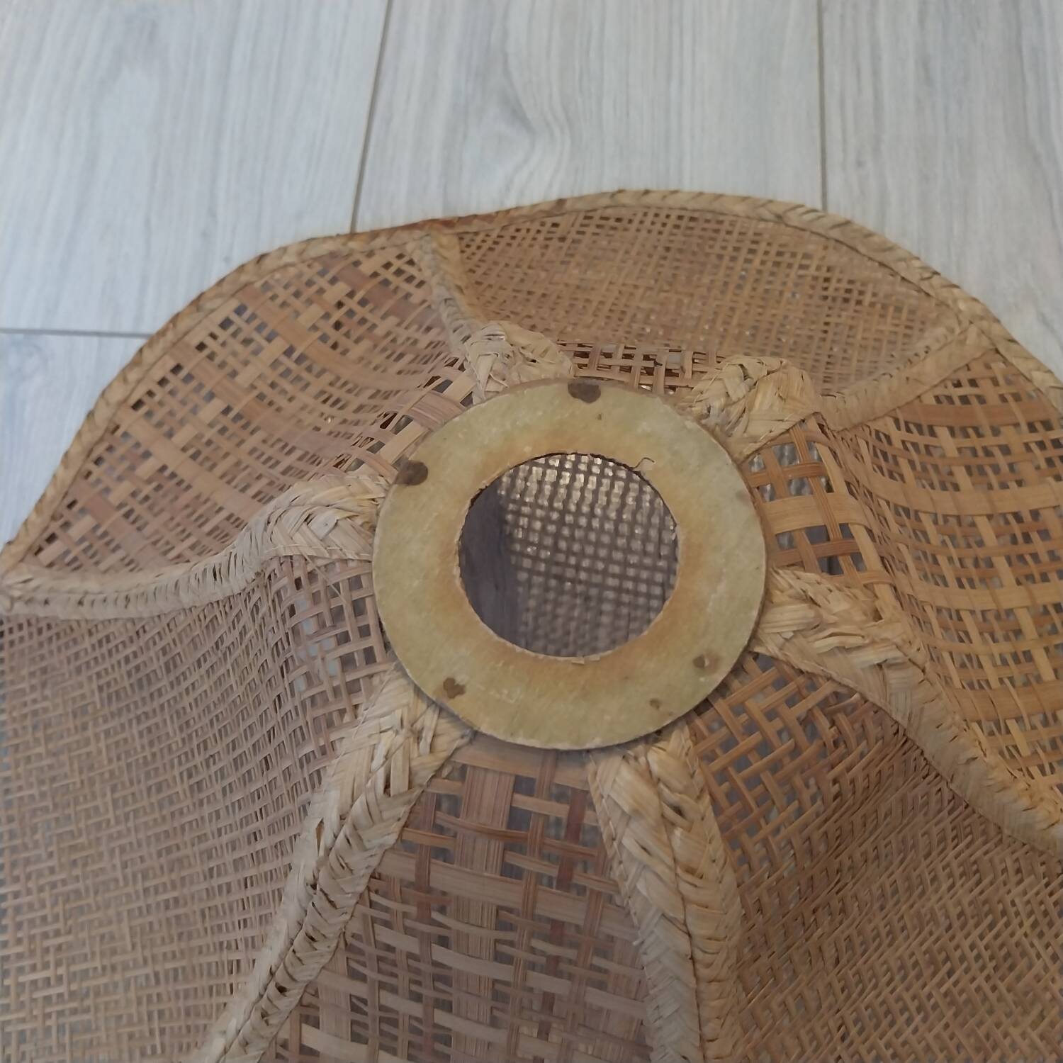 Vintage conical rattan/wicker ceiling lampshade