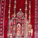 Vintage Afghan hand-knotted prayer rug with Islamic patterns.