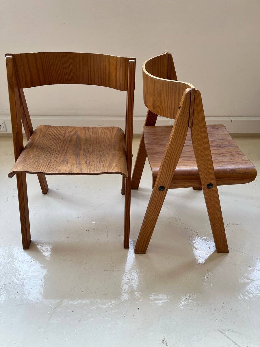 Chaises en bois par Martins Machado, années 1980, ensemble de 2